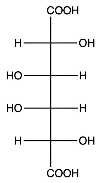 Structure of D-galactonic acid with two carboxylic acid groups.