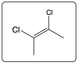 Structure of trans-2,3-dichloro-2-butene with a double bond and chlorine atoms on opposite sides.