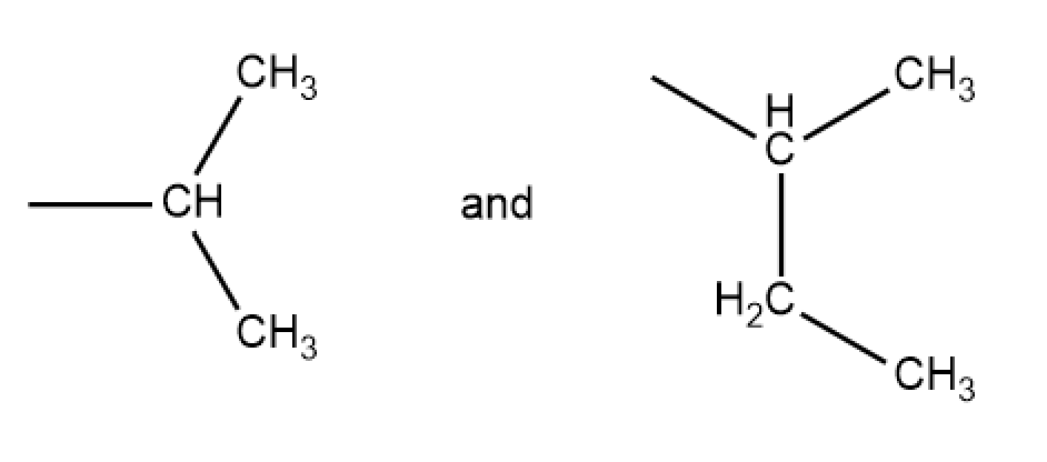 Structural representation of valine and isoleucine amino acids for tertiary protein structure.