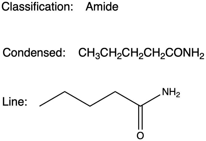 Amide classification with condensed and line-angle structures.