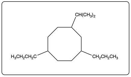 Alternative representation of 1-isopropyl-3,6-dipropylcyclooctane with different labeling.