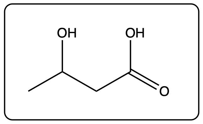 Structure of a carboxylic acid with two hydroxyl groups and a carbonyl group.