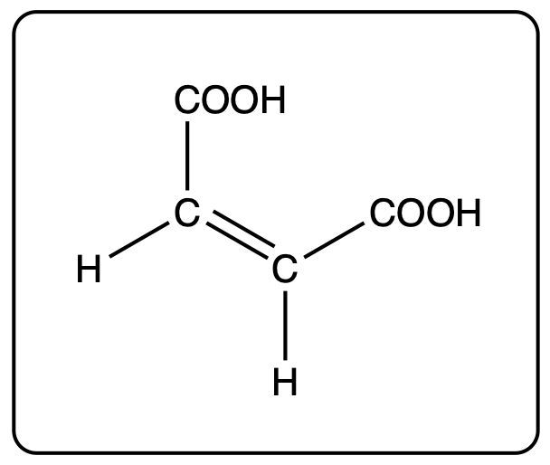 Structural formula of maleic acid with one carboxylic acid group and one hydrogen atom.