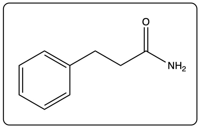 Chemical structure of N-Ethylbenzamide with ethyl group attached to nitrogen.