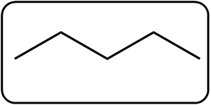 Skeletal formula of a linear alkane with two branches.