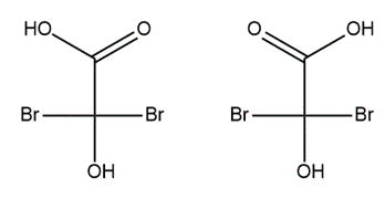 Fischer projections of two molecules for classification as identical or enantiomers.