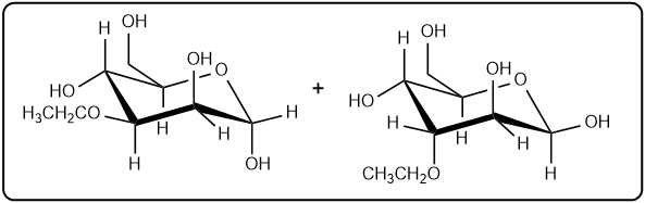 Reaction of D-altrose with ethyl acetate, forming acetal products.