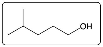 Skeletal structure of a compound with multiple carbon chains and a hydroxyl group.