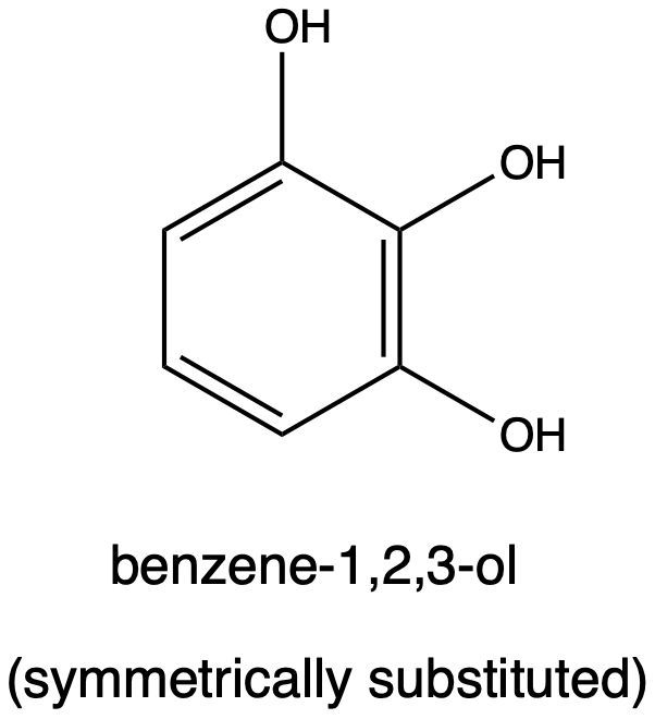 Structure of benzene-1,2,3-ol, symmetrically substituted.