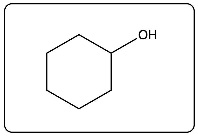 Line-angle structure of cyclohexanol with an -OH group.