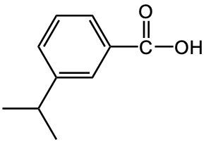 Chemical structure of o-tertbutylbenzoic acid, part of naming benzene exercise.