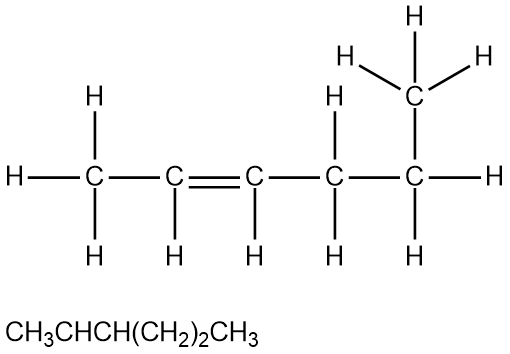 Condensed structural formula of the organic compound with a different branch arrangement.