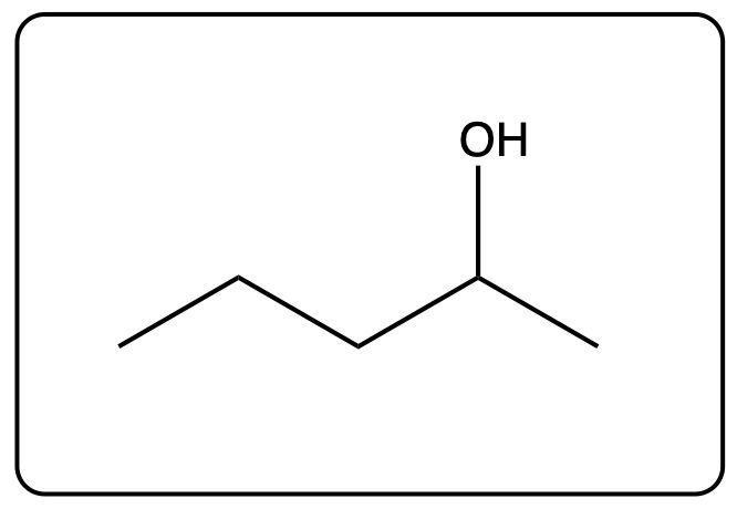 Line-angle structure of 1-pentanol with an -OH group.