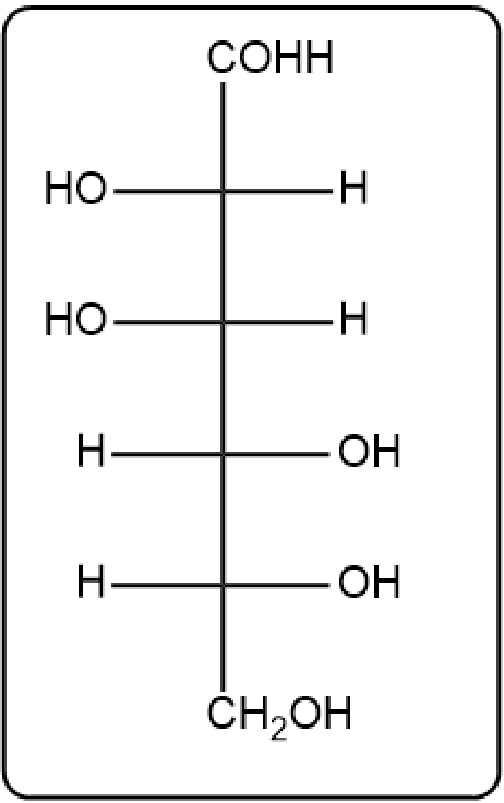 Fischer projection of D-mannose, formed from the oxidation of D-mannitol.