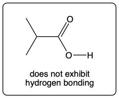 Structure of propionic acid with a note stating it does not exhibit hydrogen bonding.
