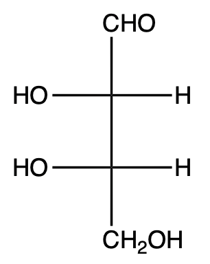 Fischer projection of D-erythrose.