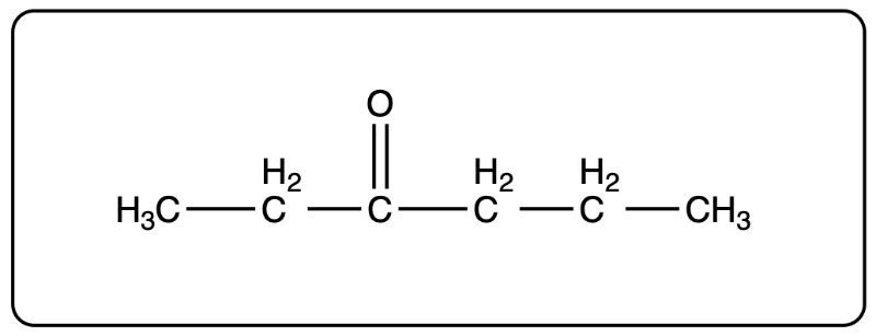 Condensed structural formula of ethyl propyl ketone with carbon and hydrogen atoms.