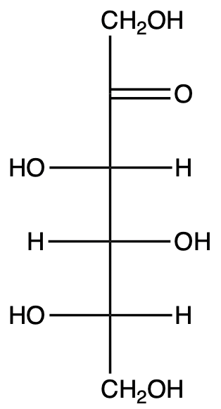 Alternative proposed Fischer projection for L-fructose, similar to D-fructose.