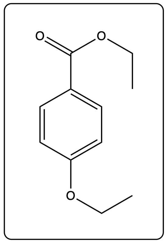 Structure of ethyl p-hydroxybenzoate with two ether groups.