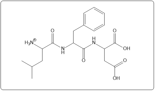 Peptide structure of Lys-Phe-Asp with one-letter abbreviation KPA.