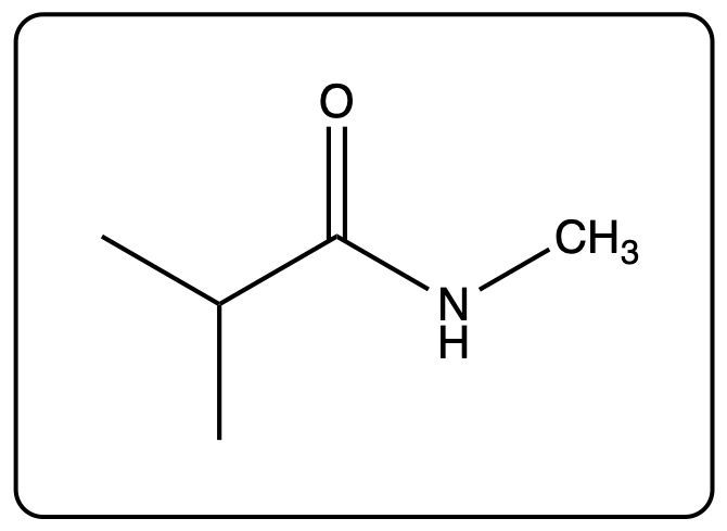 Structure of isobutyramide formed from isobutyric acid and methylamine.