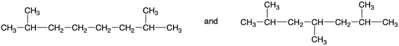 Two molecular structures illustrating structural isomers in alkenes.