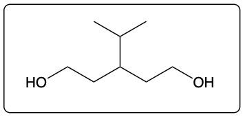 Chemical structure of 4-isopropylheptane-2,6-diol with two hydroxyl groups.