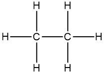 Structural formula of propane (C3H8) showing carbon and hydrogen bonds.