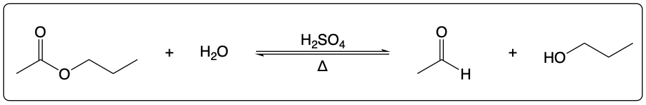 Diagram illustrating the acid-catalyzed hydrolysis process of propyl acetate.