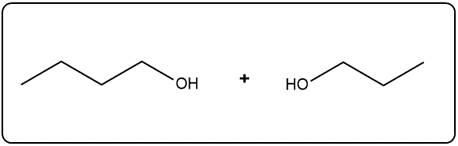 Line-angle structure of two alcohol products from ester hydrolysis.