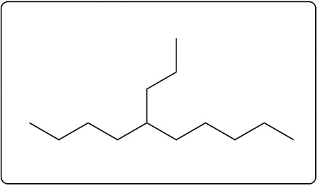 Line-angle structure of 5-butylnonane showing a different perspective.