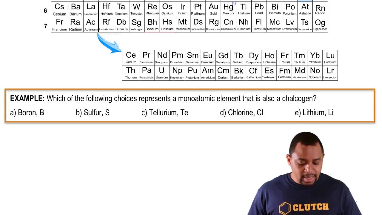 Periodic Table: Elemental Forms (Simplified) Example 1