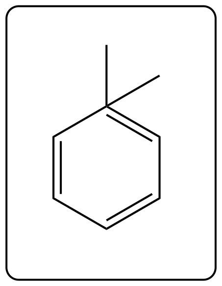 Line-angle structure of a different isomer of xylene with two methyl groups on a benzene ring.