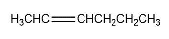 Structural formula of an alkene showing potential for cis-trans isomerism.