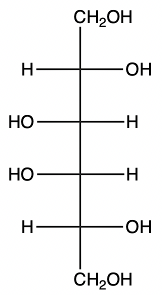 Structure of D-galactose, a monosaccharide with hydroxyl groups.