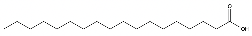 Line-angle formula of stearic acid, a saturated fatty acid.