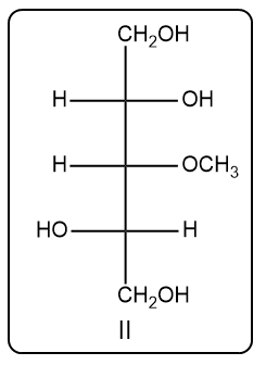 Fischer projection of carbohydrate structure II, featuring a methoxy group.