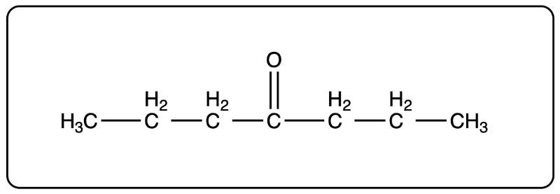 Another representation of the condensed structural formula of ethyl propyl ketone.