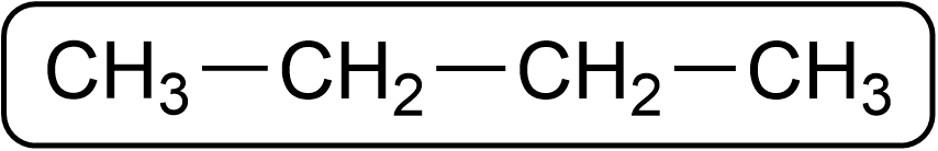 Condensed structural formula: CH₃−CH₂−CH₂−CH₃.