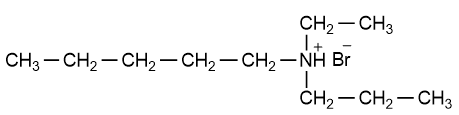 Condensed structural formula of N-ethyl-N-propylpentylammonium bromide.