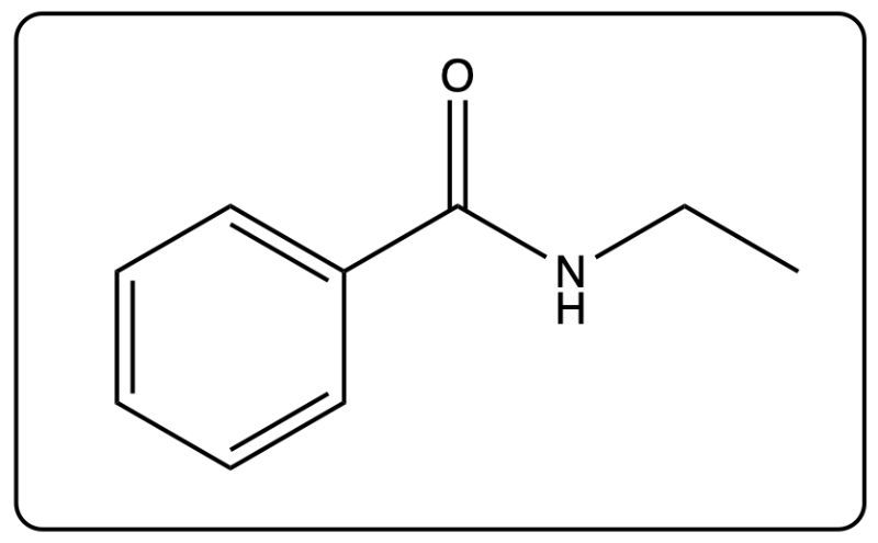 Chemical structure of N-Ethylbenzamide showing the ethyl group on nitrogen.