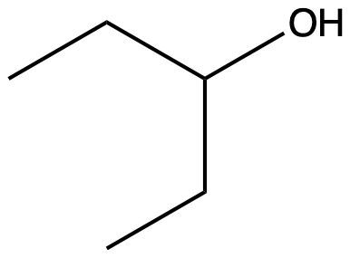 Chemical structure of an alcohol for classification as primary, secondary, or tertiary.