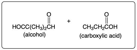 Reaction showing another alcohol and carboxylic acid for ester formation.