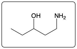 Structure of 2-aminopentan-2-ol with amine and alcohol functional groups.