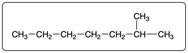 Structure of a saturated alkane with a CH3 group.