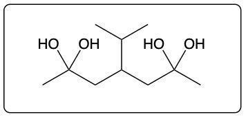 Chemical structure of 4-isopropylheptane-2,6-diol with hydroxyl groups.