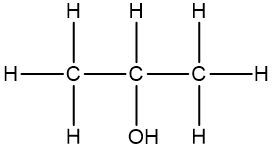 Skeletal formula of butane with hydroxyl group on the first carbon.