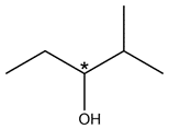 Molecule with one chiral center marked with an asterisk for identification.