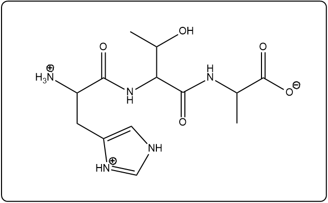 Skeletal structure of a cyclic peptide, illustrating amino acids and bonds.