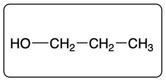 Condensed structural formula of butanol, an alcohol product.